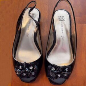 Anne Klein, Akludwik, iFlex, Open Toe, Sling Back Flats, Sandals, Black
